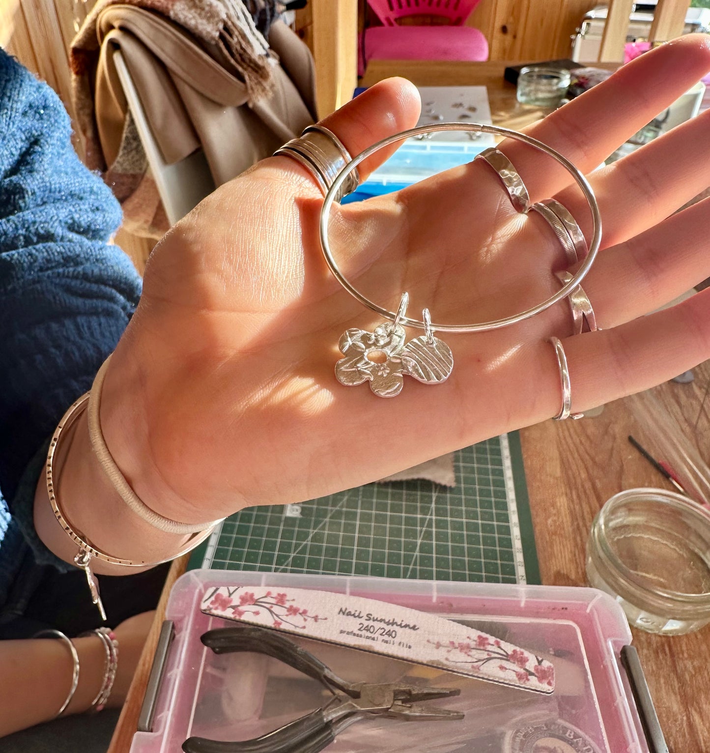 Bangle with Silver Charms