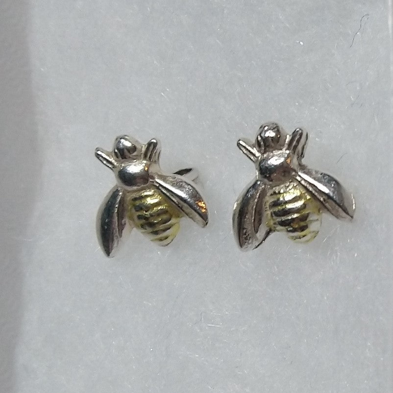 Gold and silver bees earrings