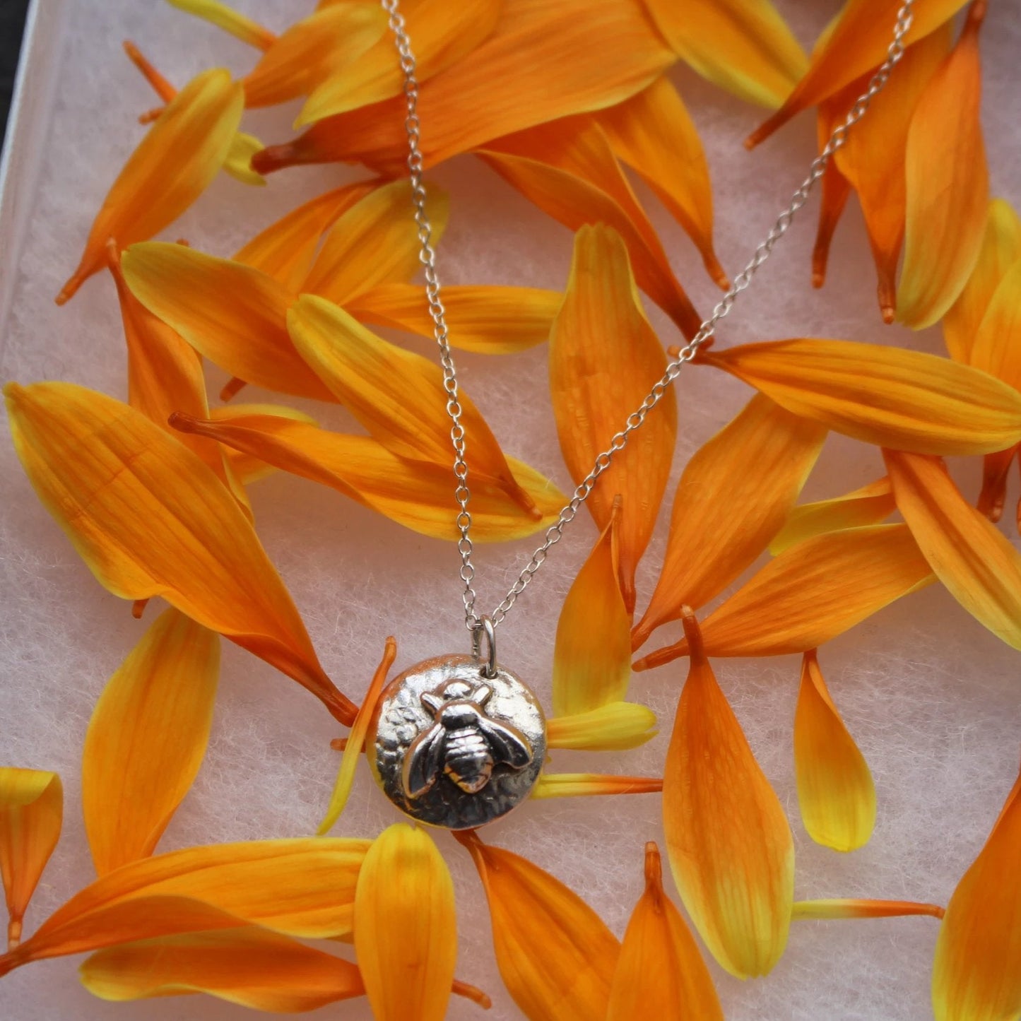Honeycomb bee necklace