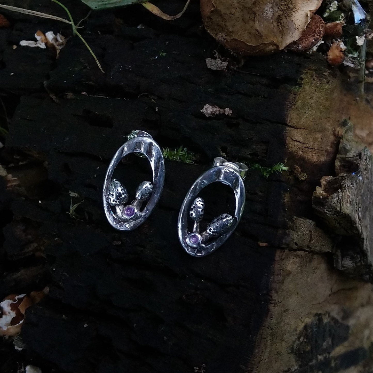 Twin mushroom earrings