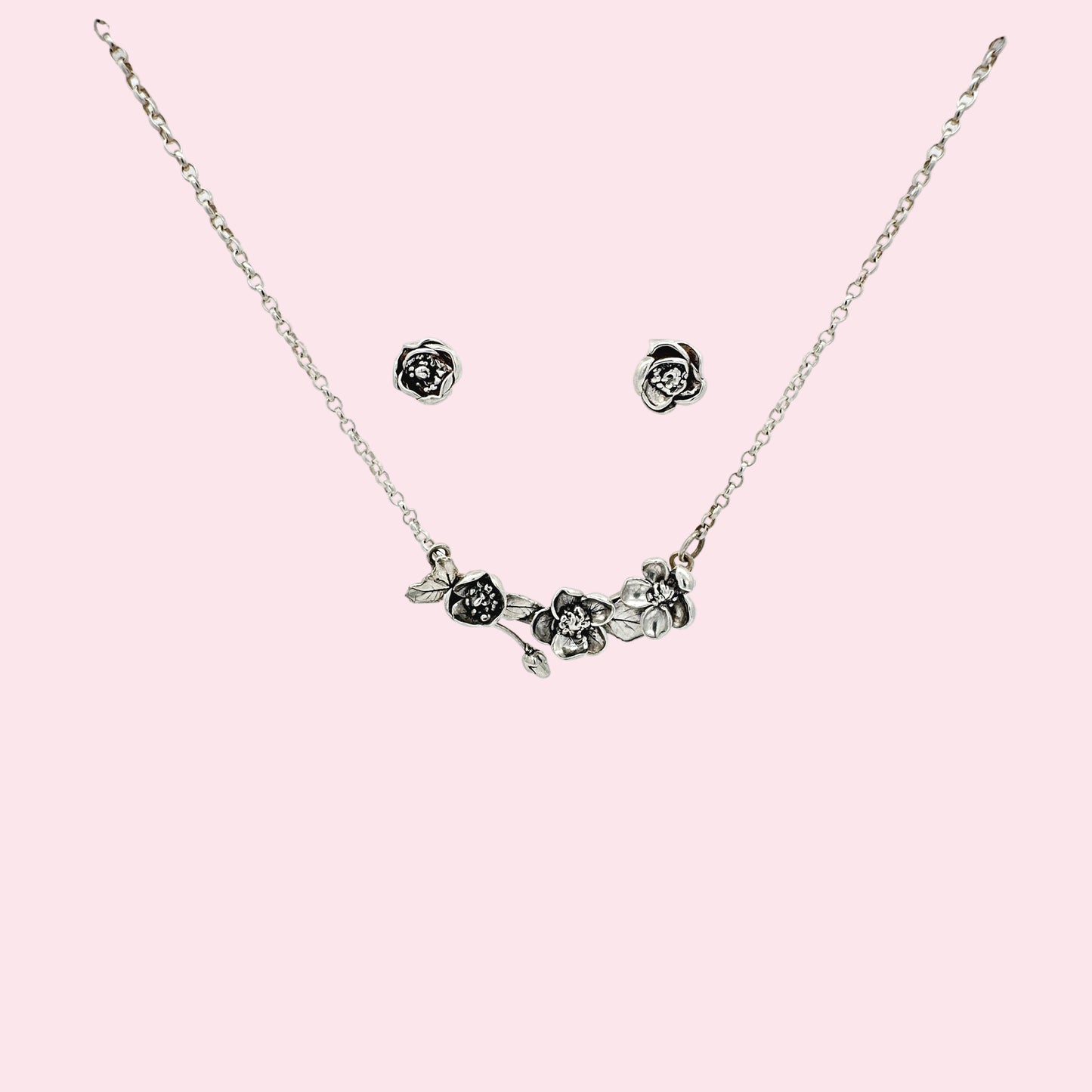 Roses Necklace and Earring Set