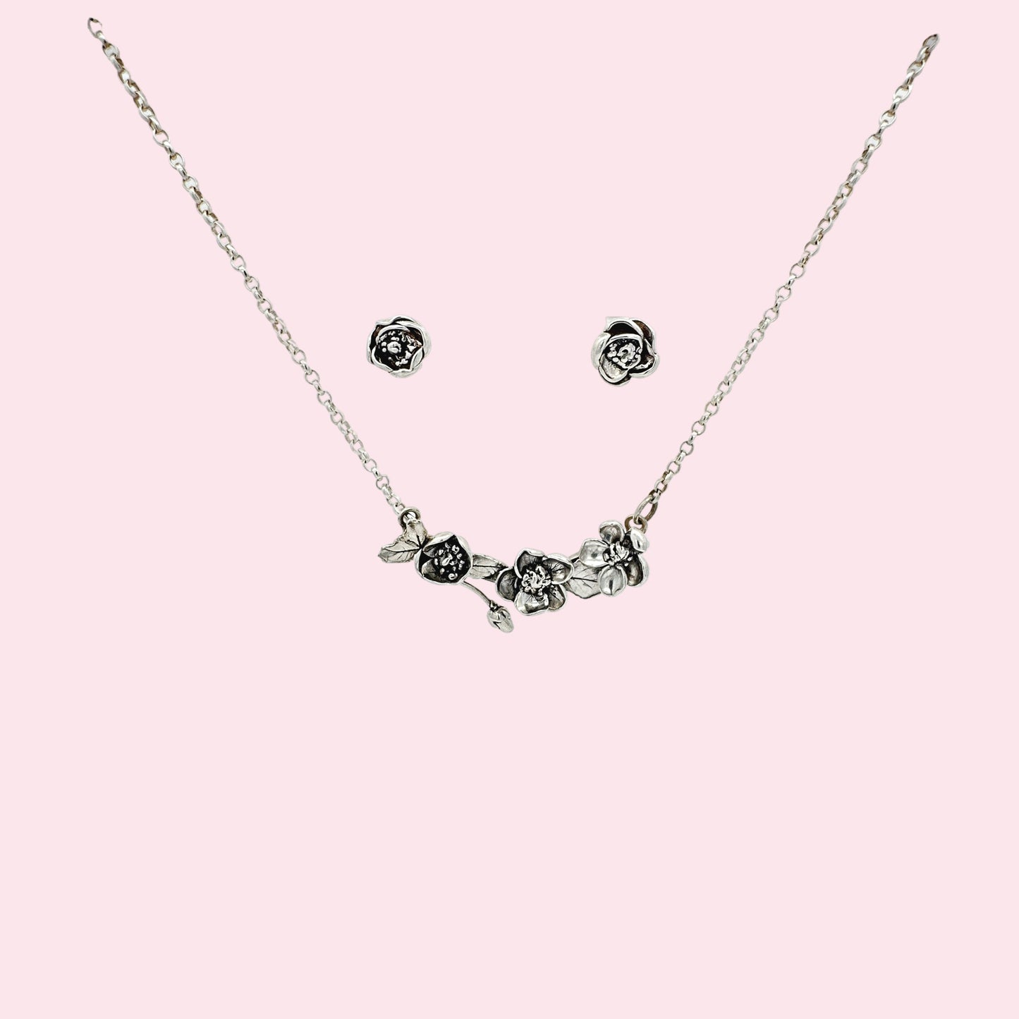 Roses Necklace and Earring Set