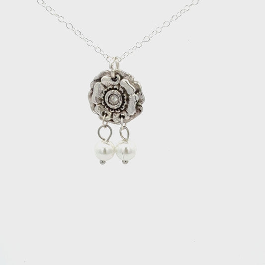 Rose Pendant with White Stone