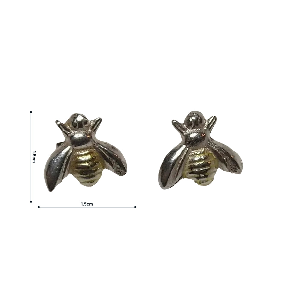 Silver Bee Earrings with a Touch of Gold