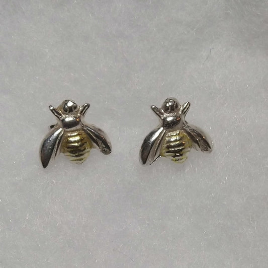 Gold and silver bees earrings