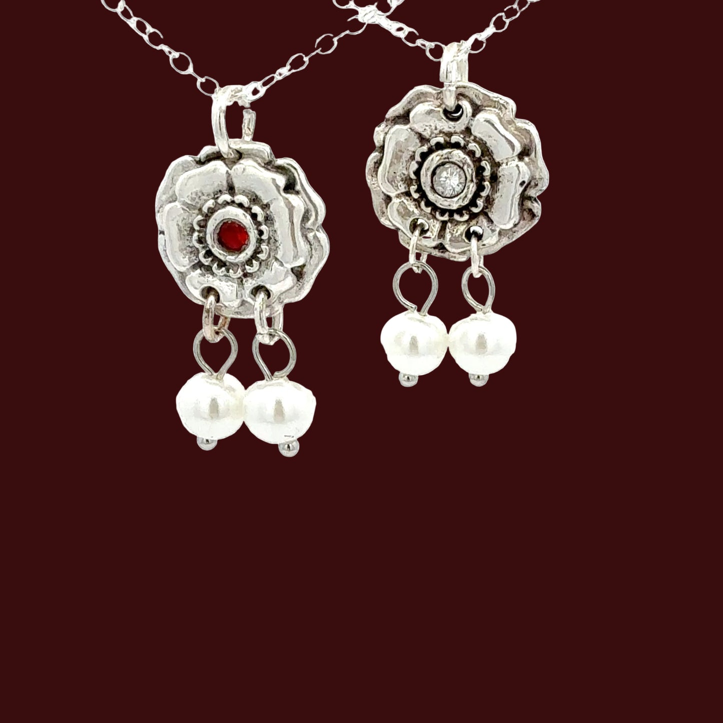 White Rose Stone Pendant