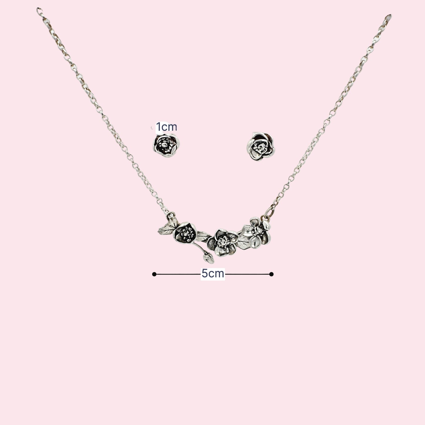 Roses Necklace and Earring Set