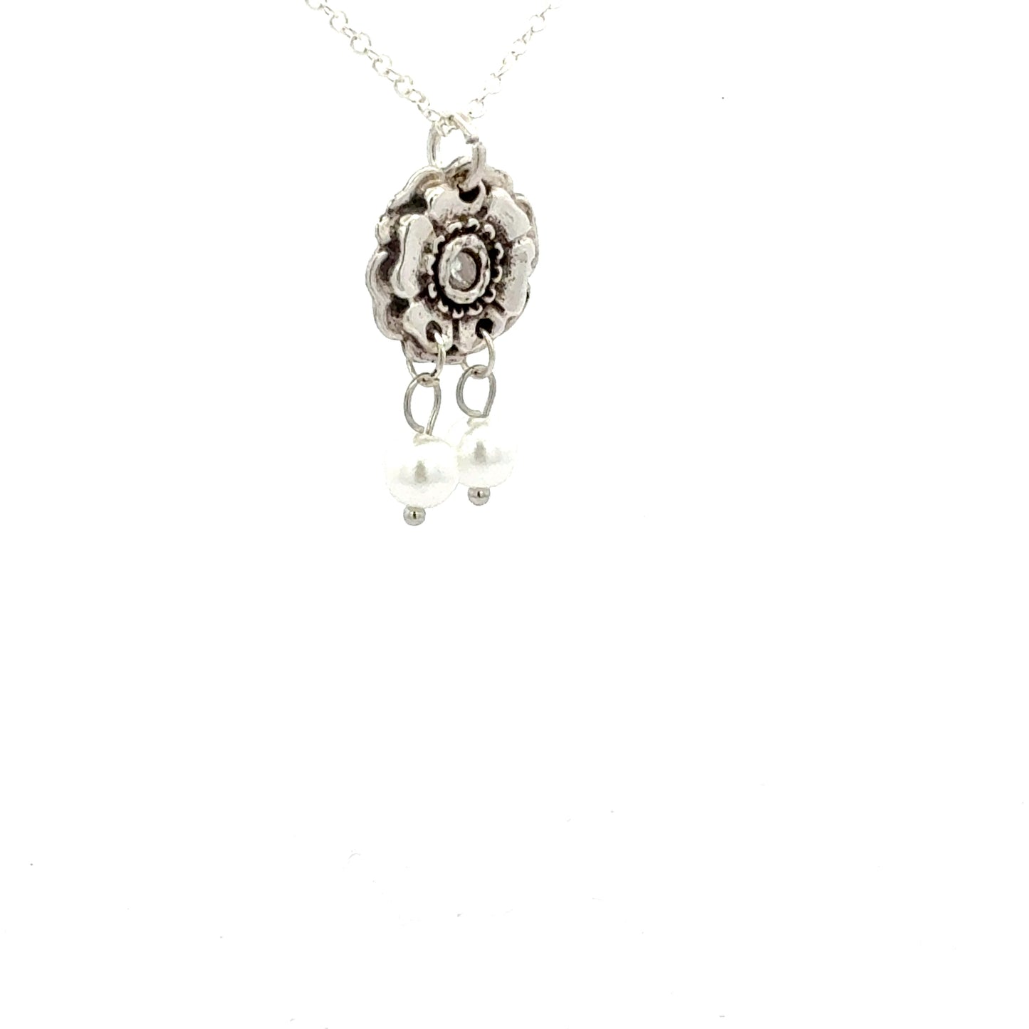 White Rose Stone Pendant