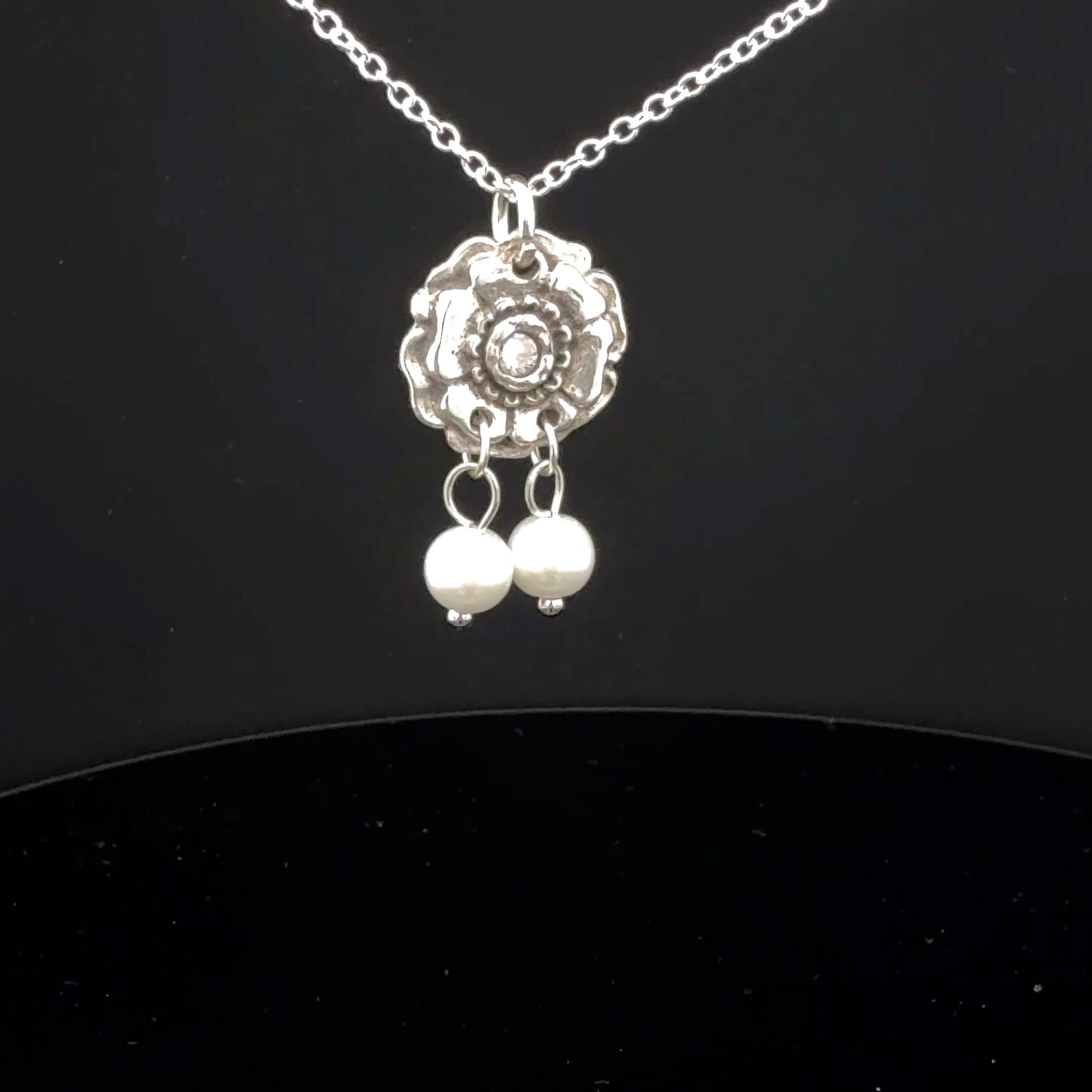 White Rose Stone Pendant