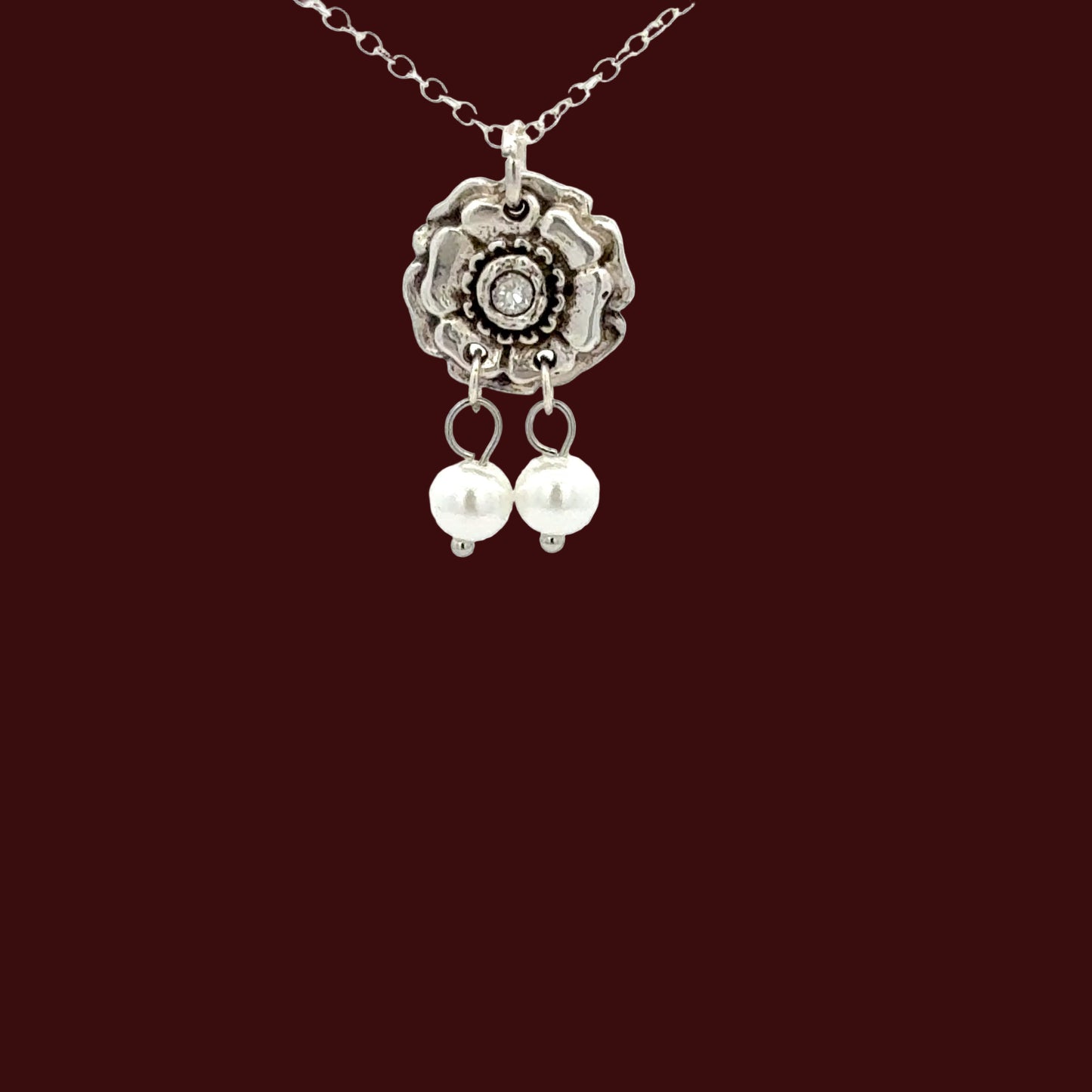 White Rose Stone Pendant