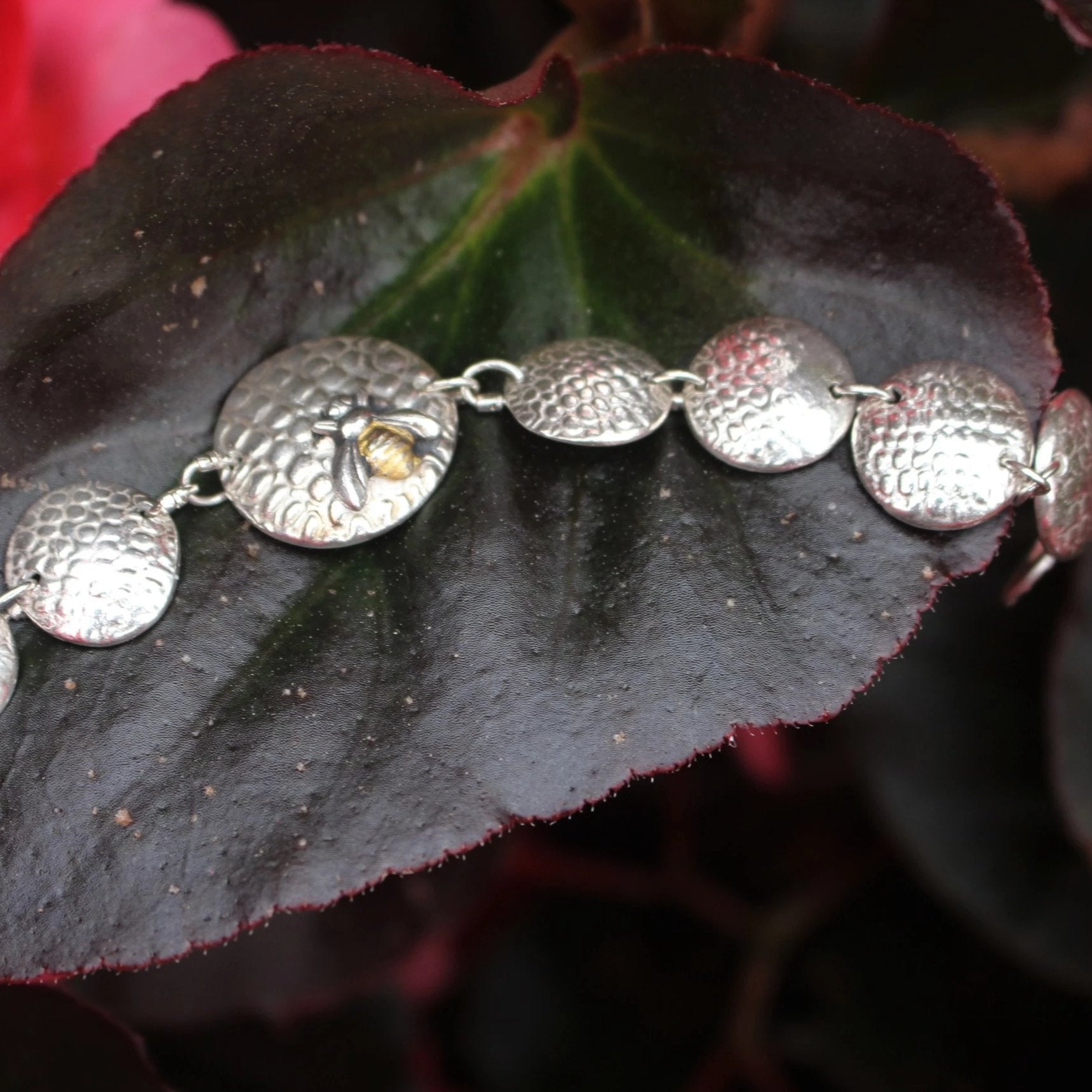 Natural silver bee bracelet