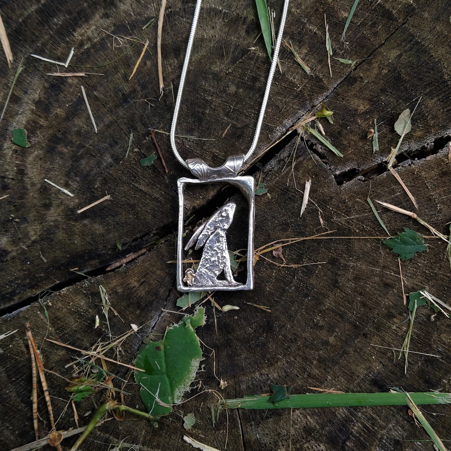 Silver hare pendant
