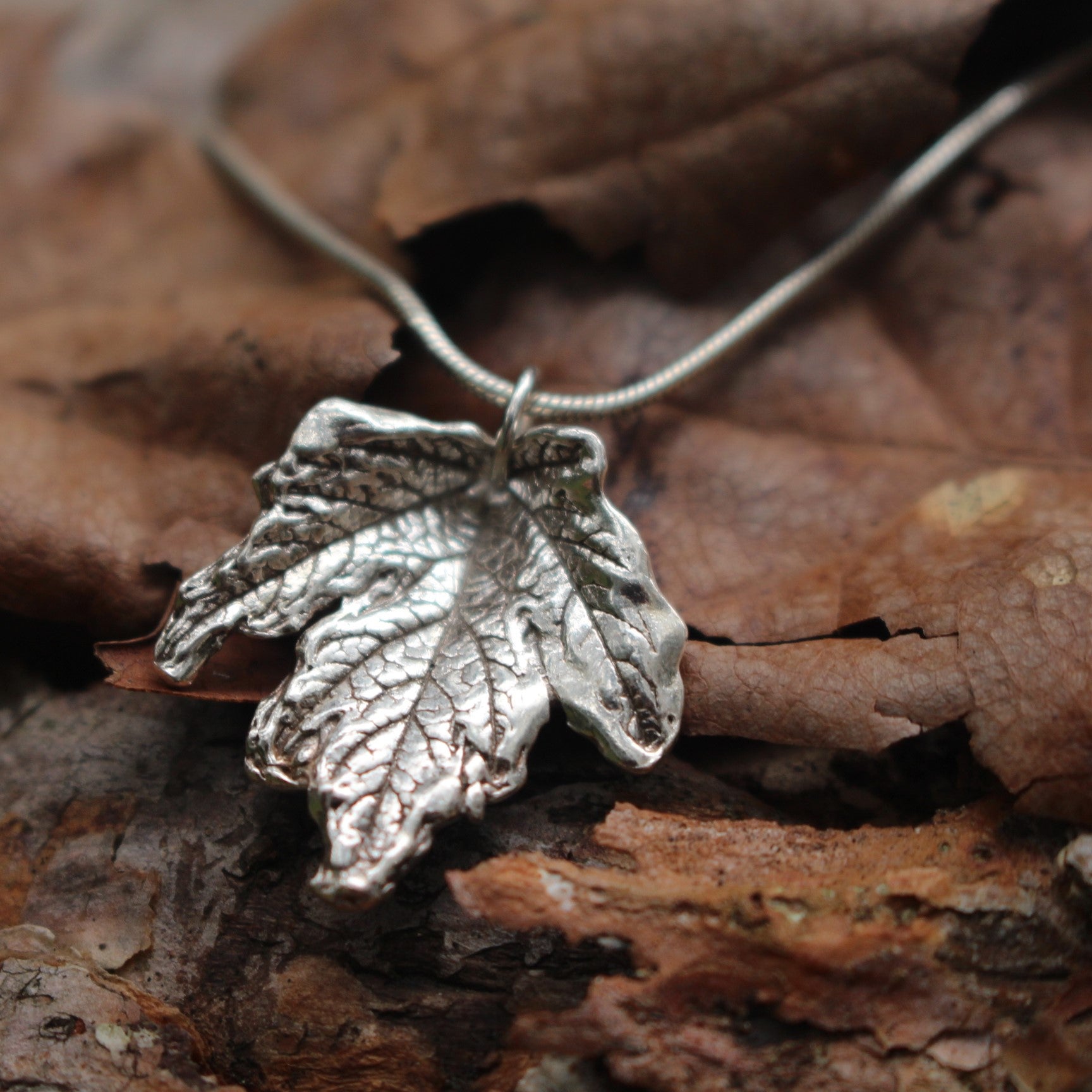 Silver maple sale leaf necklace